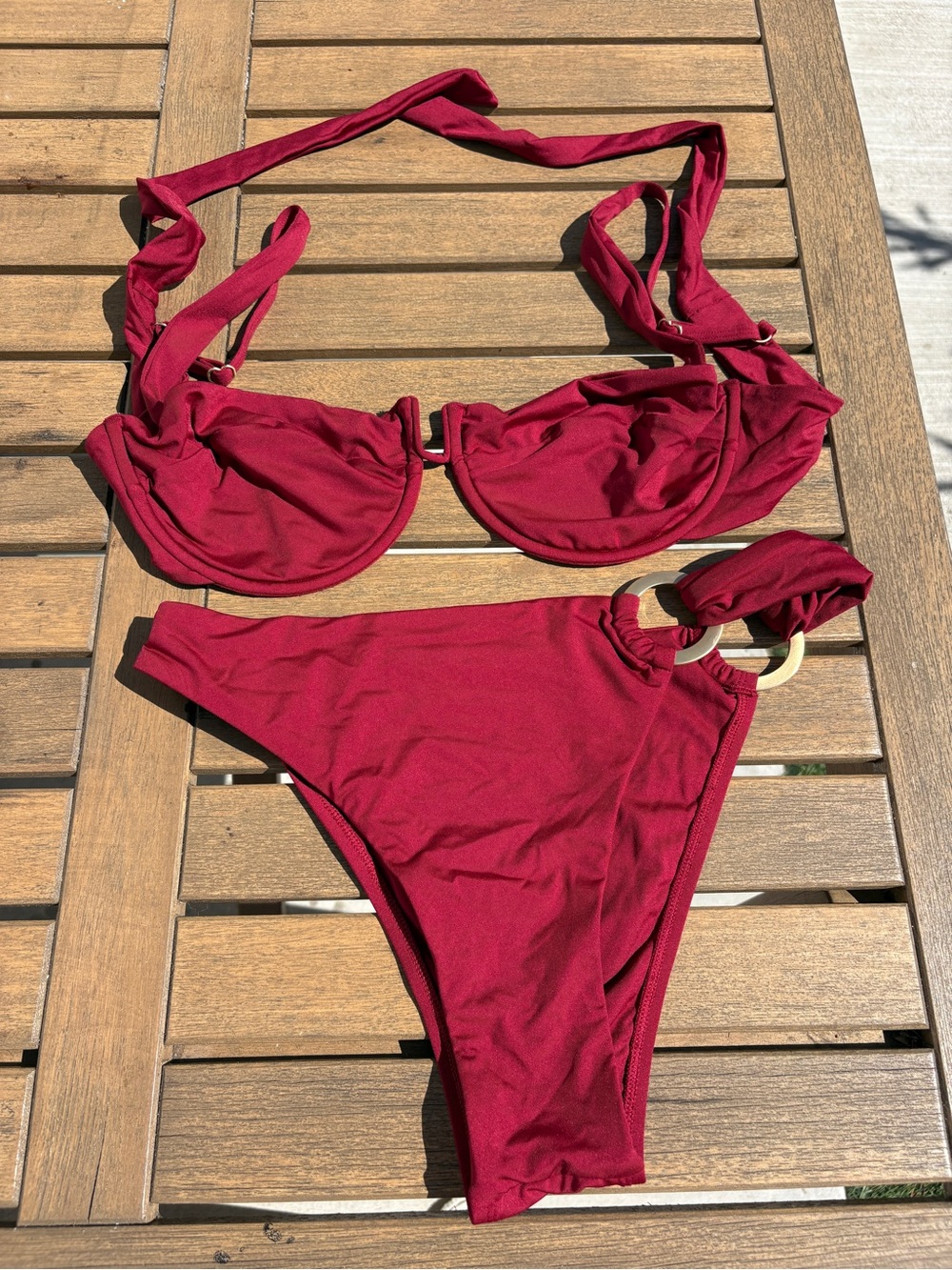 Monday Swimwear Burgundy Cala Roma Top and Bottom Two-Piece Bikini in size VV